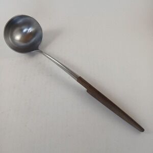 Vintage Ekco Soup Ladle Stainless w/Wooden Handle 9.5" Pot Hanger